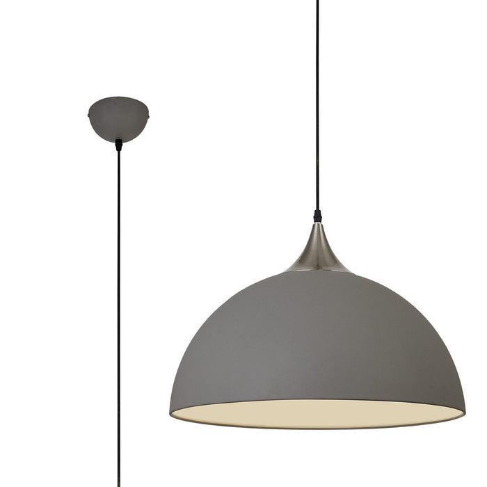 Nelson Lighting NL81999 Ava 50cm Large Pendant Sand Grey/Satin Nickel