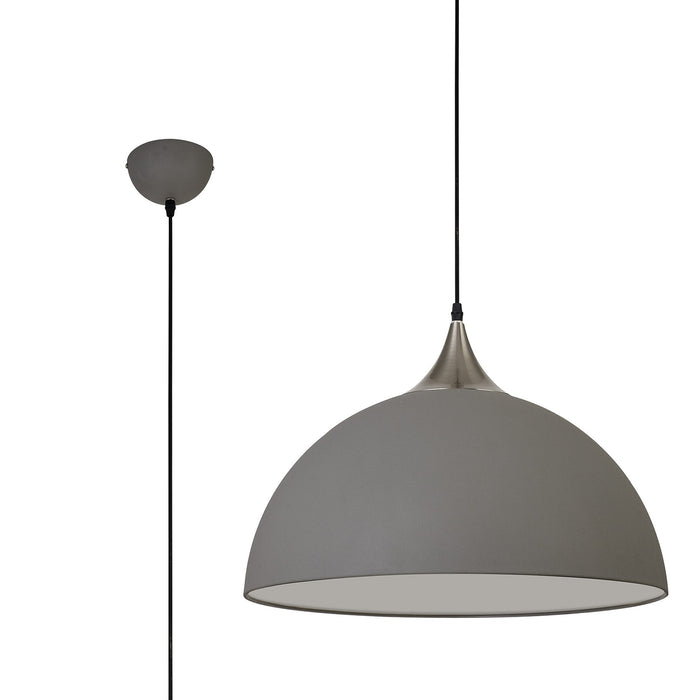 Nelson Lighting NL81999 Ava 50cm Large Pendant Sand Grey/Satin Nickel