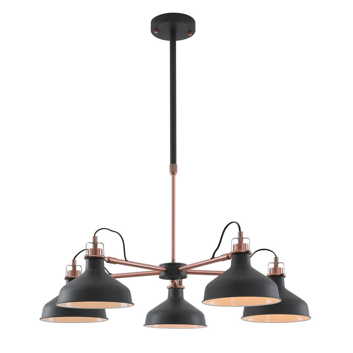 Nelson Lighting NL77189 Barnie Telescopic 5 Light Sand Black/Copper/White