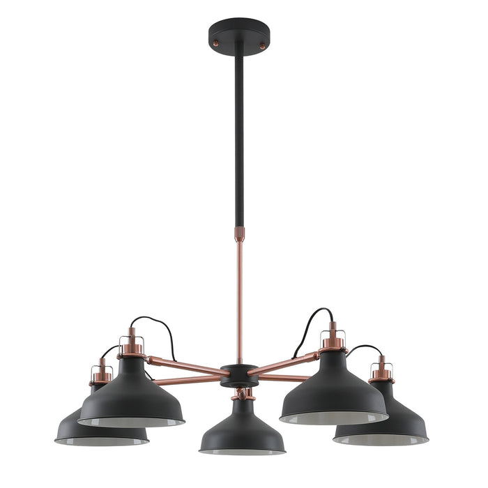 Nelson Lighting NL77189 Barnie Telescopic 5 Light Sand Black/Copper/White