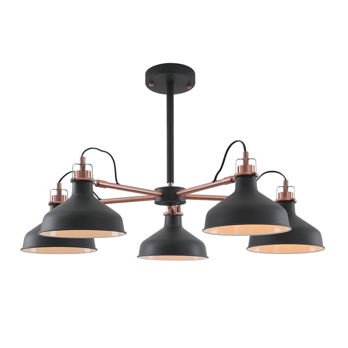 Nelson Lighting NL77189 Barnie Telescopic 5 Light Sand Black/Copper/White