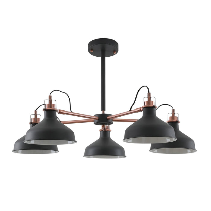 Nelson Lighting NL77189 Barnie Telescopic 5 Light Sand Black/Copper/White