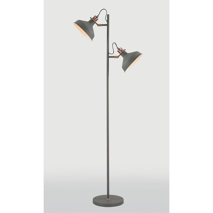 Nelson Lighting NL77209 Barnie Floor Lamp 2 Light Sand Grey/Copper/White