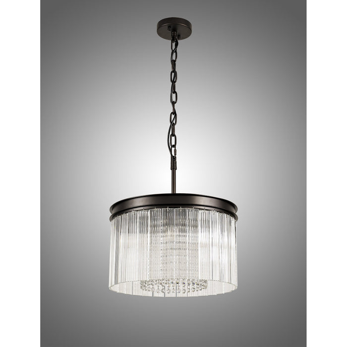 Nelson Lighting NL76759 Baylan Small Round Pendant 5 Light Brown Oxide