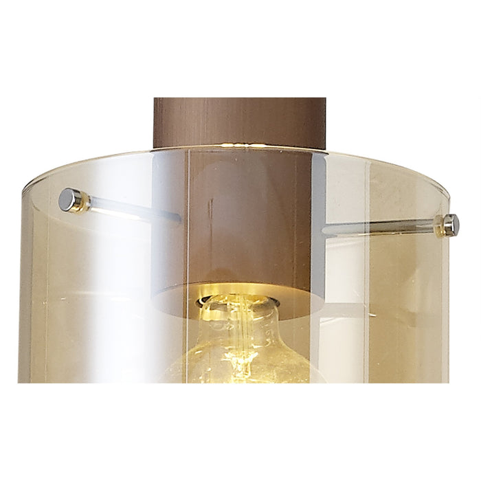 Nelson Lighting NL82639 Blade Round Pendant 3 Light Adjustable Mocha/Amber Glass