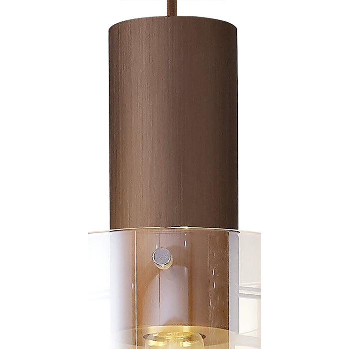 Nelson Lighting NL82639 Blade Round Pendant 3 Light Adjustable Mocha/Amber Glass