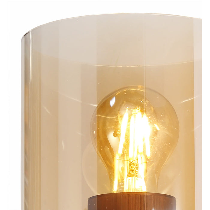 Nelson Lighting NL82679 Blade Single Switched Wall Lamp Mocha/Amber Glass