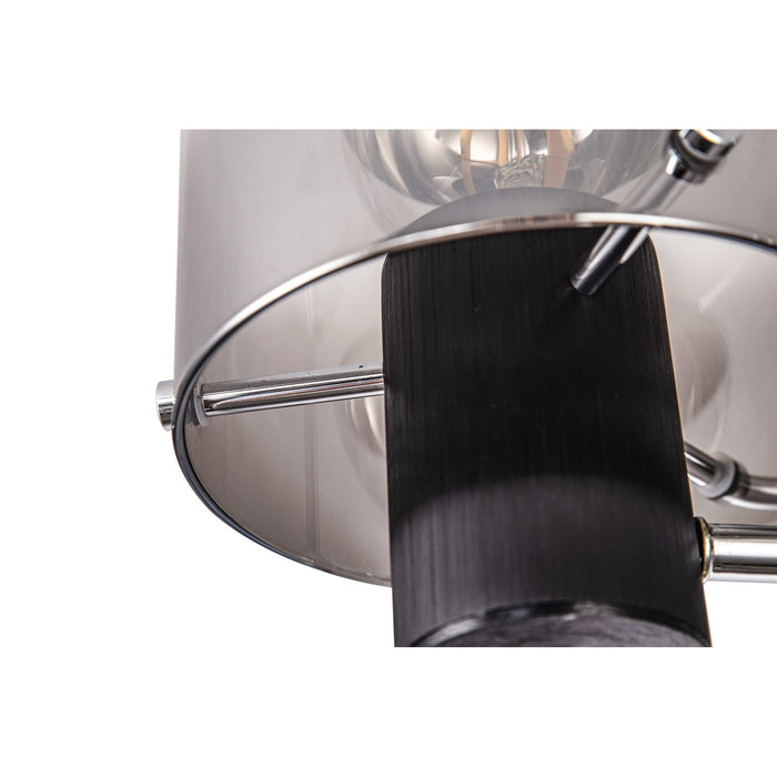 Nelson Lighting NL84019 Blade Semi Ceiling 3 Light Black/Smoke Fade Glass