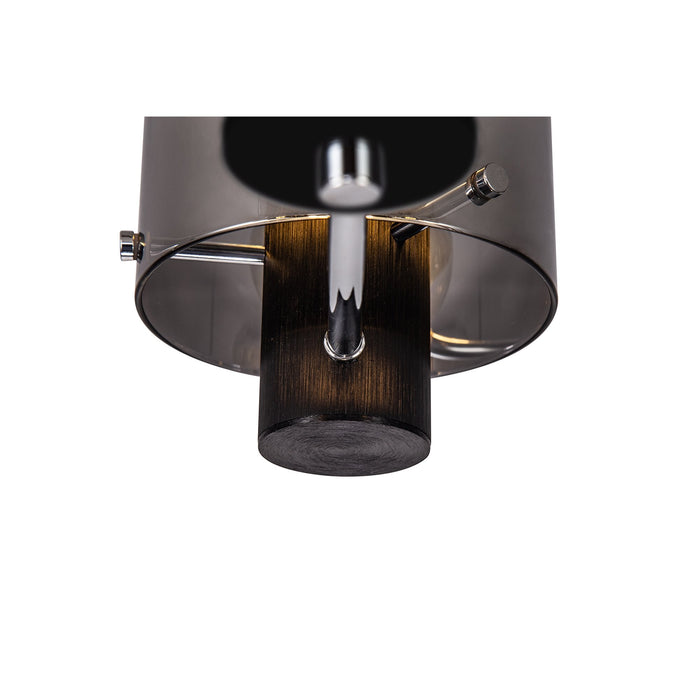 Nelson Lighting NL84019 Blade Semi Ceiling 3 Light Black/Smoke Fade Glass