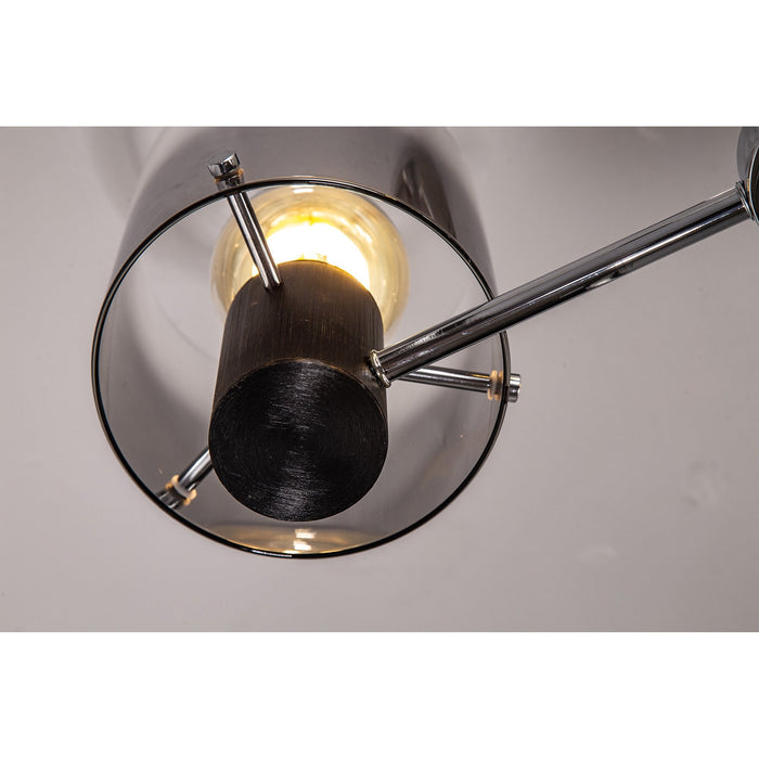 Nelson Lighting NL84019 Blade Semi Ceiling 3 Light Black/Smoke Fade Glass