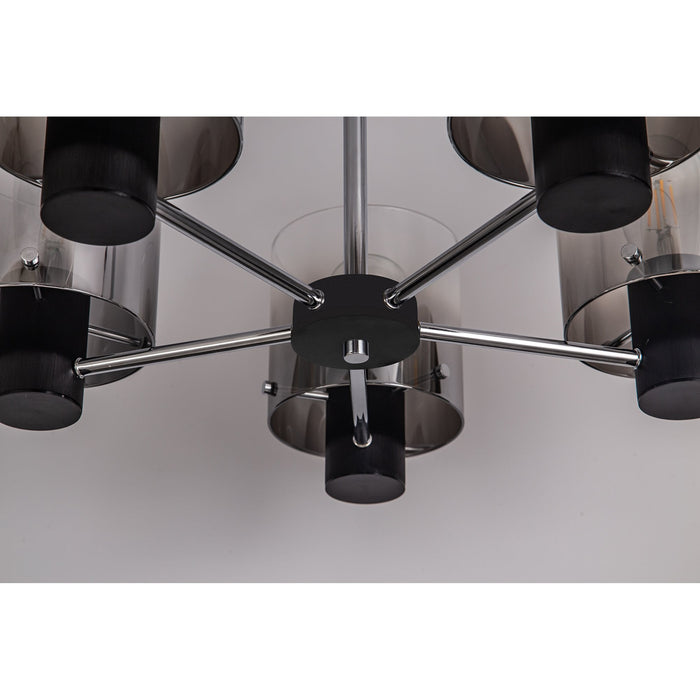 Nelson Lighting NL84029 Blade Semi Ceiling 5 Light Black/Smoke Fade Glass