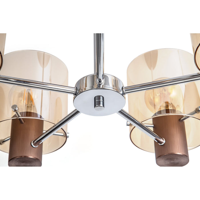 Nelson Lighting NL84049 Blade Semi Ceiling 5 Light Mocha/Amber Glass