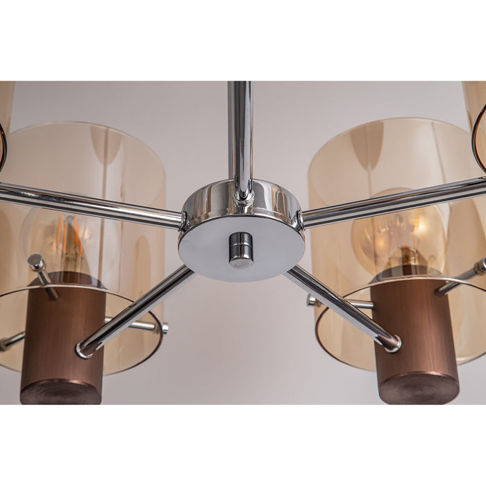 Nelson Lighting NL84049 Blade Semi Ceiling 5 Light Mocha/Amber Glass