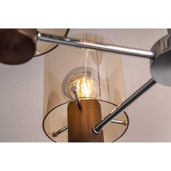 Nelson Lighting NL84049 Blade Semi Ceiling 5 Light Mocha/Amber Glass