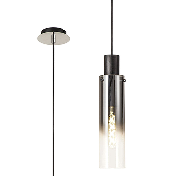 Nelson Lighting NL84889 Blade Slim Single Pendant Adjustable Black/Smoke Fade Glass