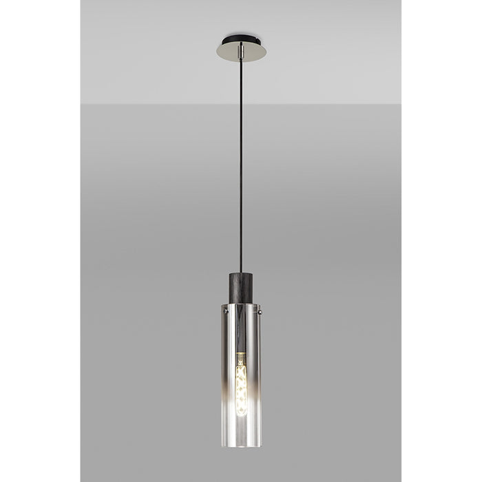 Nelson Lighting NL84889 Blade Slim Single Pendant Adjustable Black/Smoke Fade Glass