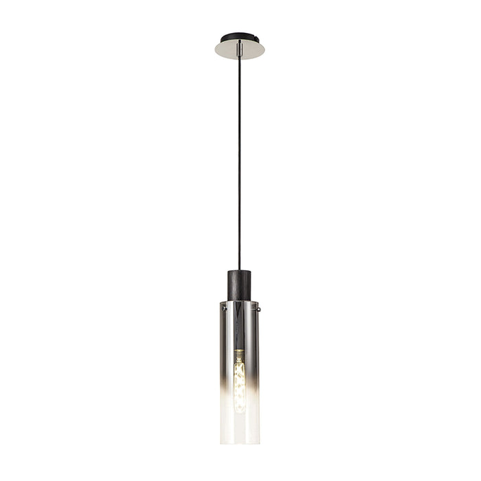 Nelson Lighting NL84889 Blade Slim Single Pendant Adjustable Black/Smoke Fade Glass