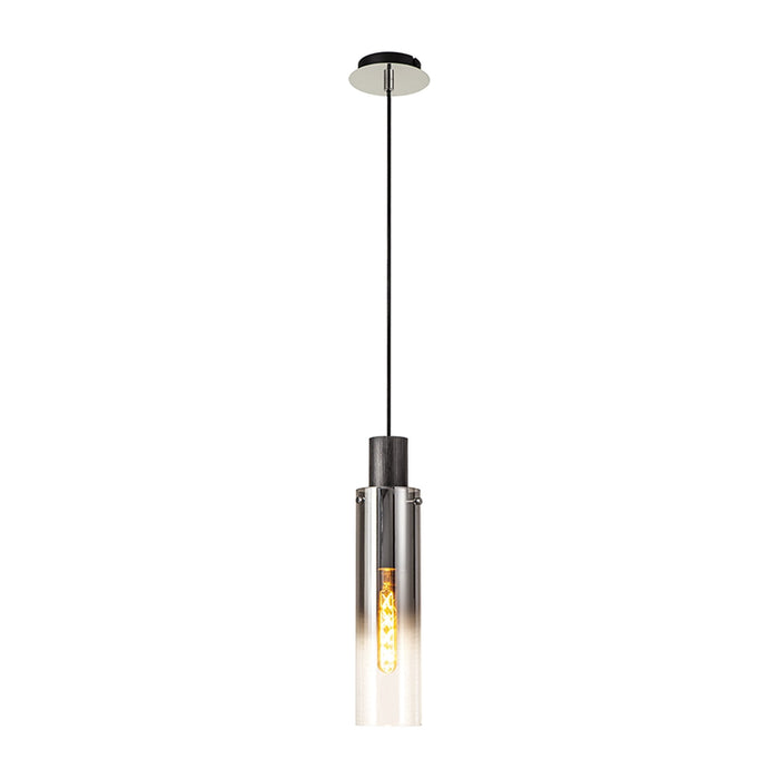 Nelson Lighting NL84889 Blade Slim Single Pendant Adjustable Black/Smoke Fade Glass