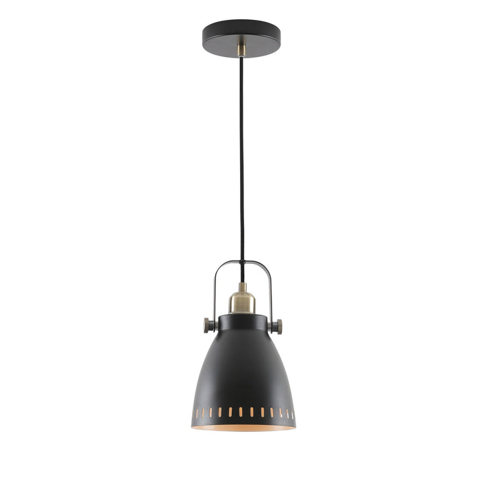 Nelson Lighting NL77269 Bojam Small Pendant 1 Light Matt Black/Antique Brass/Khaki