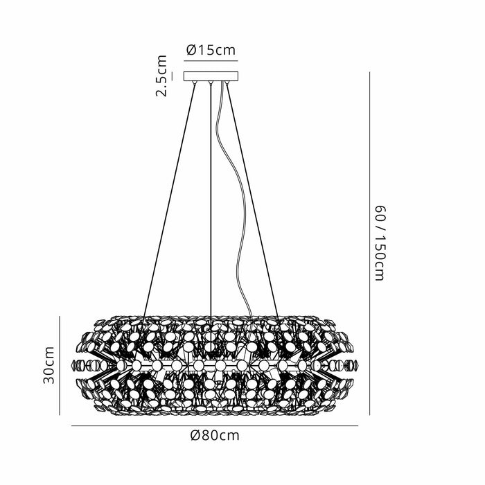 Nelson Lighting NL73959 Brussels Pendant 20 Light Polished Chrome/Crystal