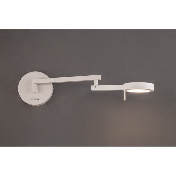 Nelson Lighting NL78009 Burlon Adjustable Swing Arm Wall Lamp / Reader LED Sand White