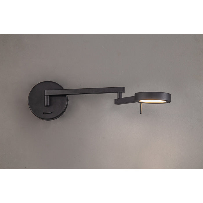 Nelson Lighting NL78019 Burlon Adjustable Swing Arm Wall Lamp / Reader LED Sand Black