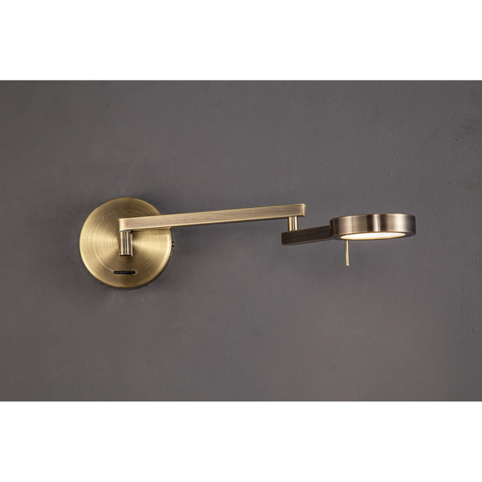 Nelson Lighting NL78039 Burlon Adjustable Swing Arm Wall Lamp / Reader LED Antique Brass