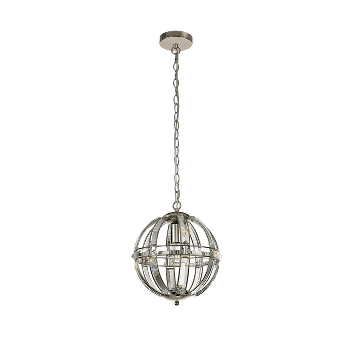 Nelson Lighting NL81379 Char Small Round Pendant 1 Light Polished Nickel