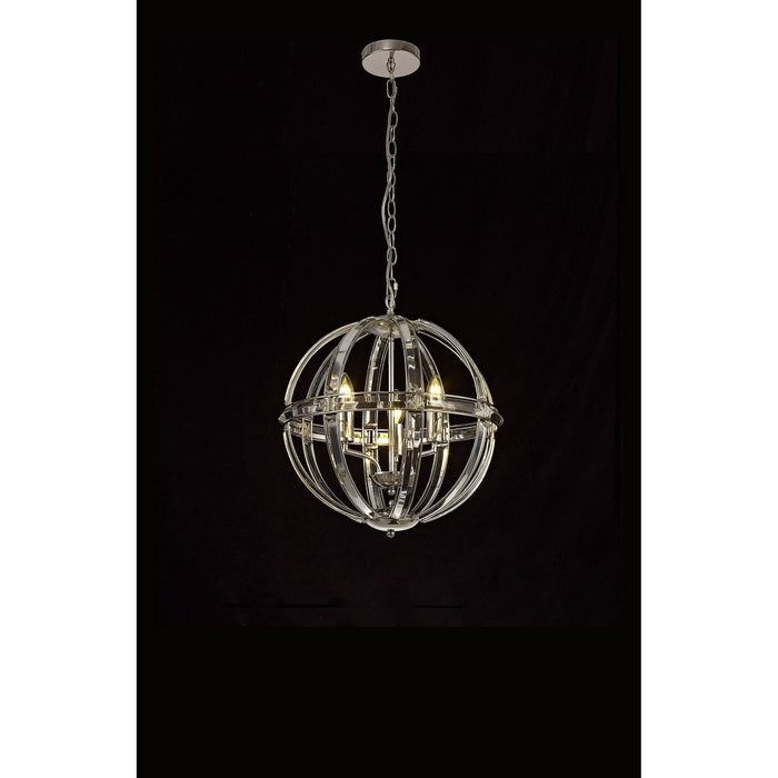 Nelson Lighting NL81389 Char Large Round Pendant 3 Light Polished Nickel