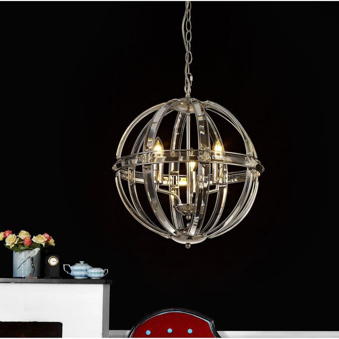 Nelson Lighting NL81389 Char Large Round Pendant 3 Light Polished Nickel