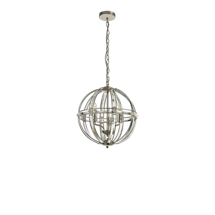 Nelson Lighting NL81389 Char Large Round Pendant 3 Light Polished Nickel