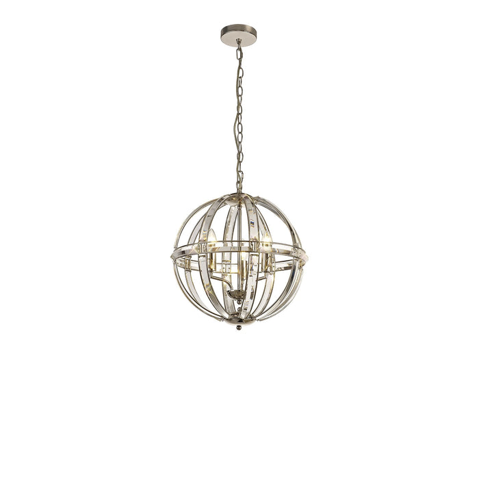 Nelson Lighting NL81389 Char Large Round Pendant 3 Light Polished Nickel