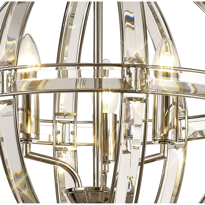 Nelson Lighting NL81389 Char Large Round Pendant 3 Light Polished Nickel