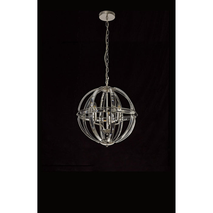 Nelson Lighting NL81389 Char Large Round Pendant 3 Light Polished Nickel