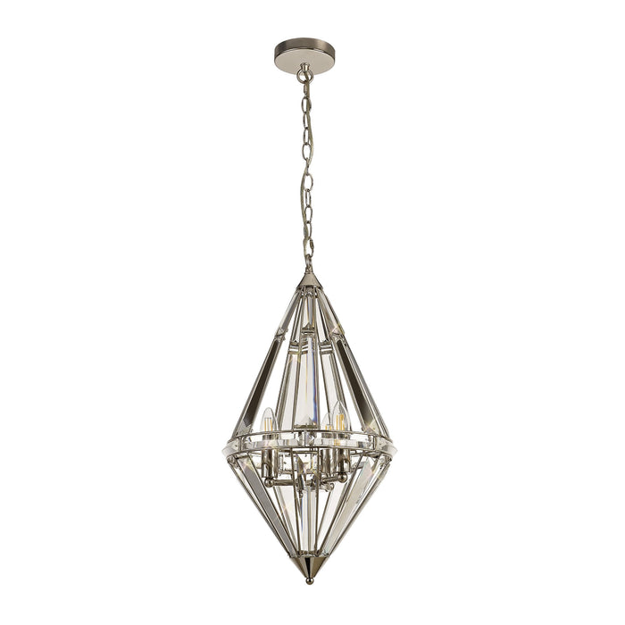 Nelson Lighting NL81409 Char Diamond Pendant 3 Light Polished Nickel