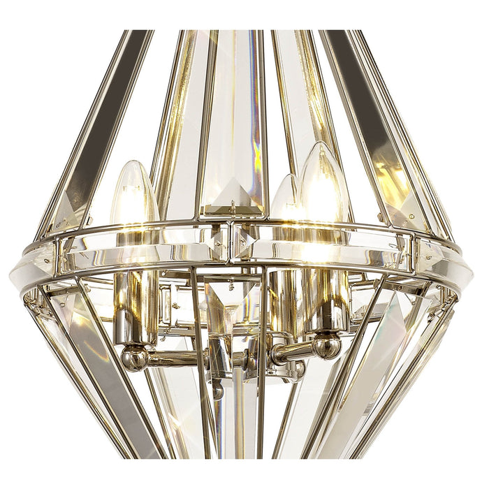 Nelson Lighting NL81409 Char Diamond Pendant 3 Light Polished Nickel