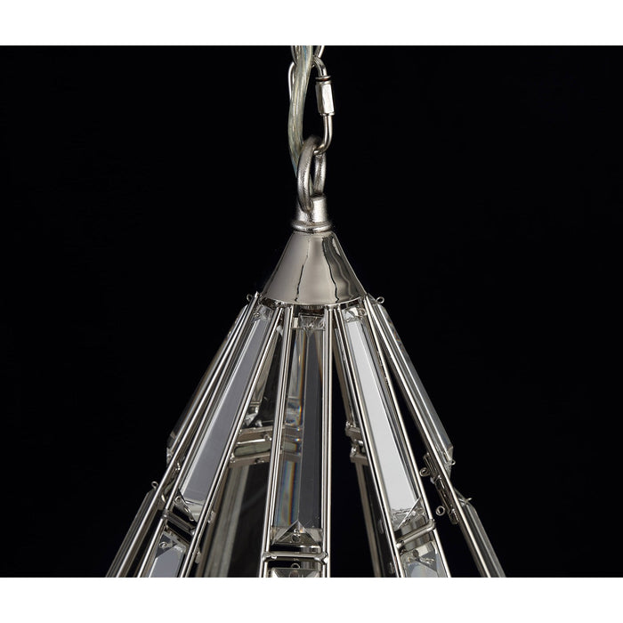 Nelson Lighting NL81409 Char Diamond Pendant 3 Light Polished Nickel