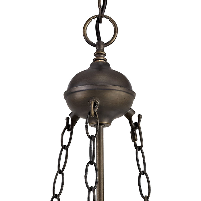 Nelson Lighting NLK00429 Chrisy 2 Light Up Lighter Pendant With 30cm Tiffany Shade Beige/Clear Crystal/Aged Antique Brass