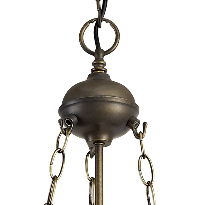 Nelson Lighting NLK00519 Chrisy 3 Light Up Lighter Pendant With 40cm Tiffany Shade Beige/Clear Crystal/Aged Antique Brass