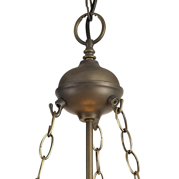 Nelson Lighting NLK00599 Chrisy 3 Light Up Lighter Pendant With 50cm Tiffany Shade Beige/Clear Crystal/Aged Antique Brass