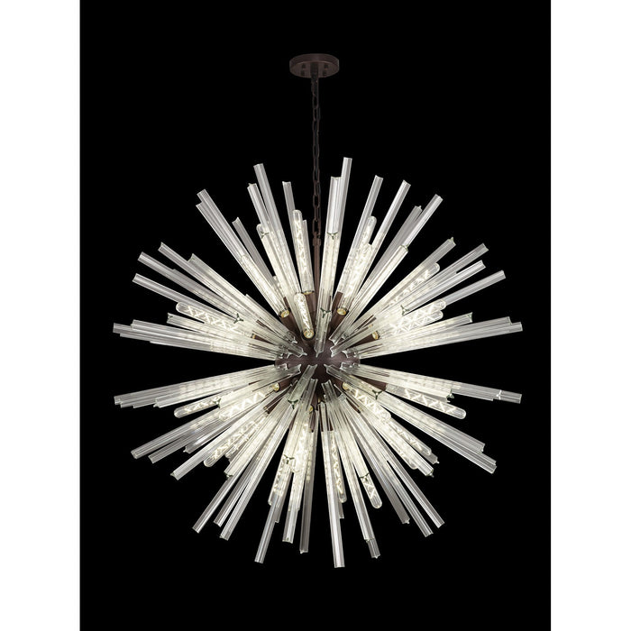 Nelson Lighting NL85249 Clover 32 Light Round Pendant Brown Oxide / Clear Glass