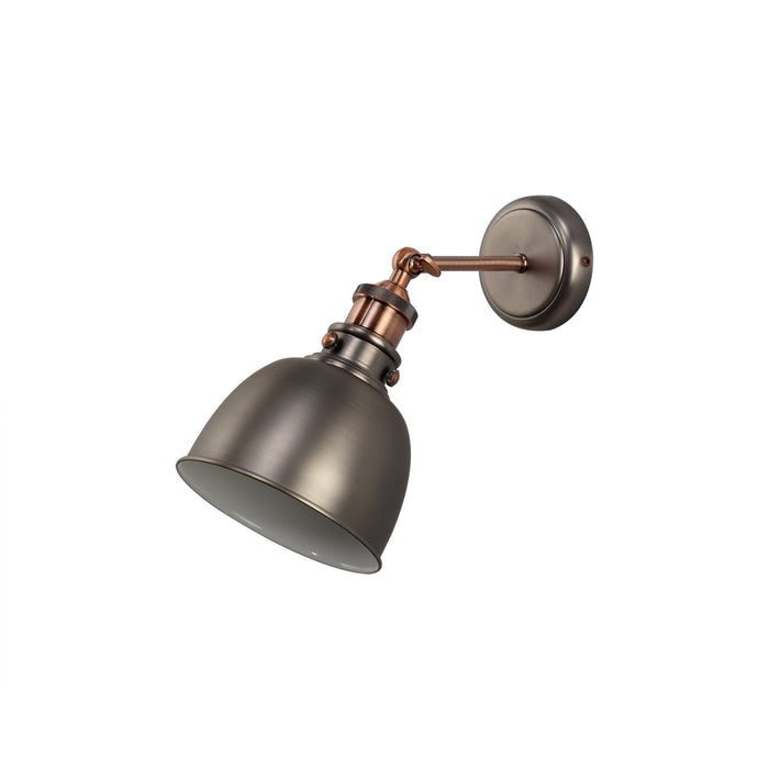 Nelson Lighting NL77399 Corfu Adjustable Wall Lamp 1 Light Antique Silver/Copper/White