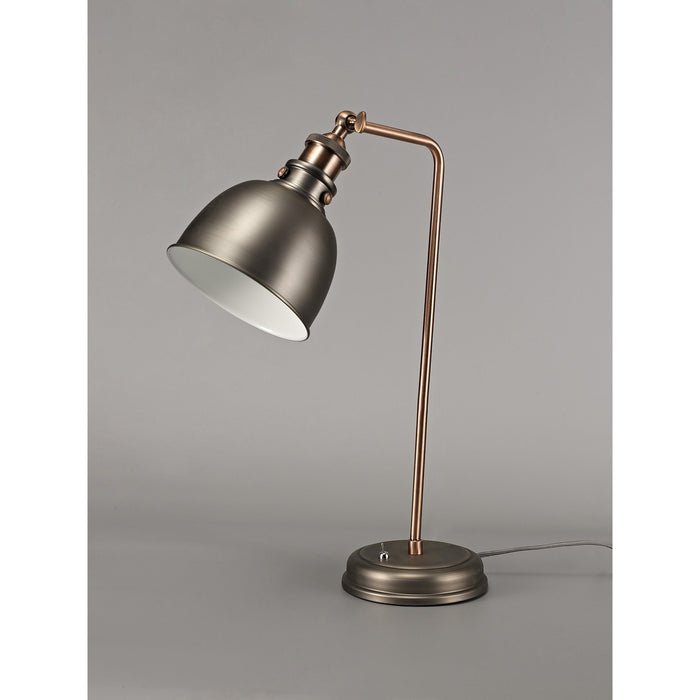 Nelson Lighting NL77409 Corfu Adjustable Table Lamp 1 Light Antique Silver/Copper/White