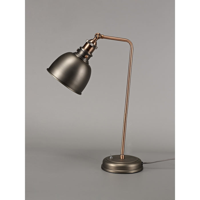 Nelson Lighting NL77409 Corfu Adjustable Table Lamp 1 Light Antique Silver/Copper/White