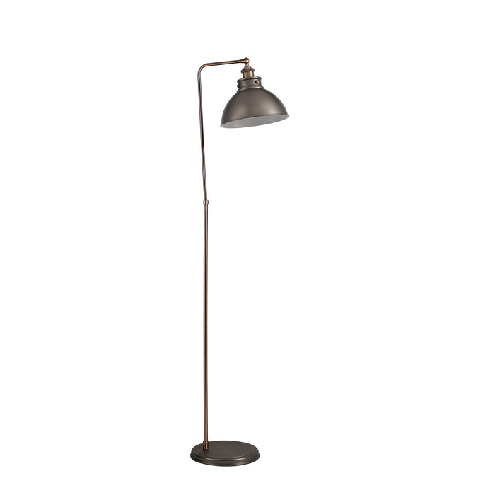 Nelson Lighting NL77419 Corfu Adjustable Floor Lamp 1 Light Antique Silver/Copper/White