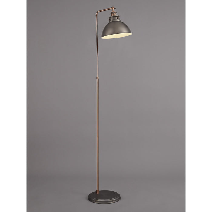 Nelson Lighting NL77419 Corfu Adjustable Floor Lamp 1 Light Antique Silver/Copper/White