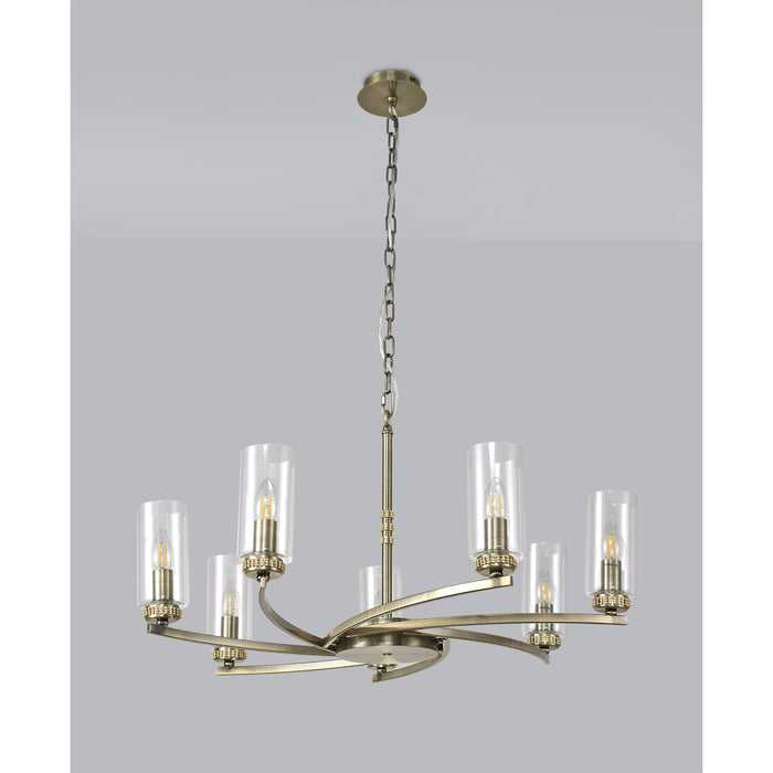 Nelson Lighting NL83769 Darling 7 Light Pendant/Semi Ceiling Antique Brass