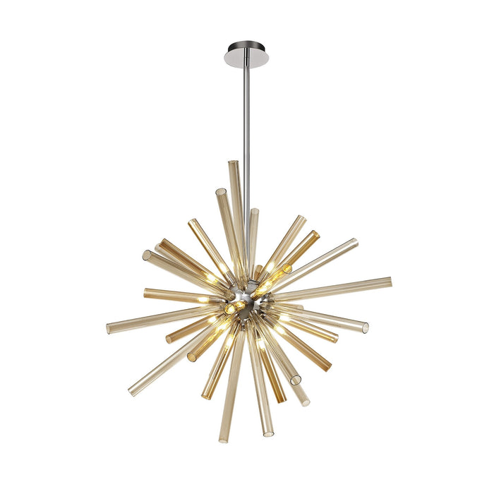 Nelson Lighting NL74009 Fabbio Pendant 16 Light Amber & Champagne/Polished Chrome