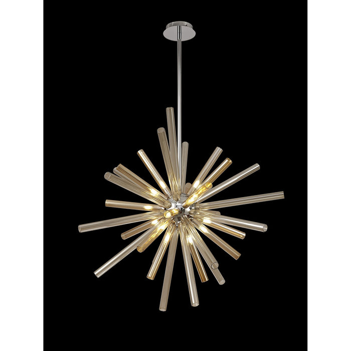 Nelson Lighting NL74009 Fabbio Pendant 16 Light Amber & Champagne/Polished Chrome