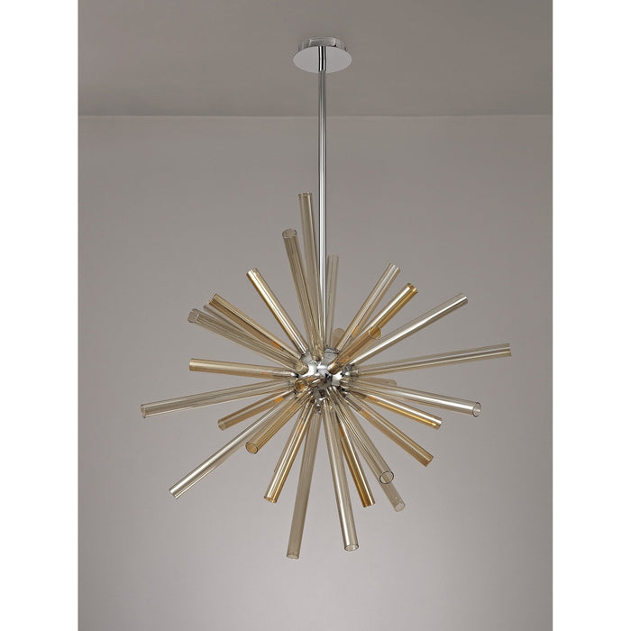 Nelson Lighting NL74009 Fabbio Pendant 16 Light Amber & Champagne/Polished Chrome